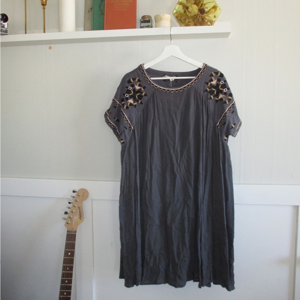 Orange Creek Charcoal Embellished Midi Dress